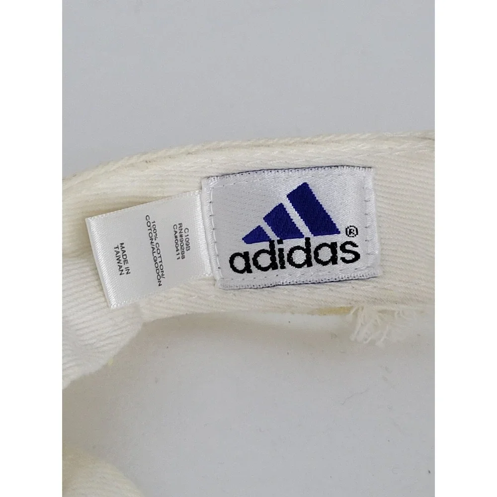 White‎ Adidas 3D Bar Sun Visor Hat 90's Vintage Adjustable Golf Casual Hat